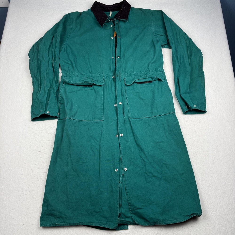 Schaefer Outfitter Coat Mens Medium Green Canvas Long Riding Duster Western USA